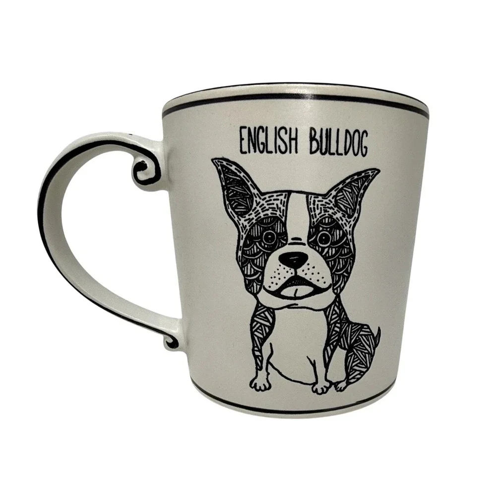 English Bulldog Spectrum Designz Coffee Cup Ceramic Mug White‎ Black Aqua New
